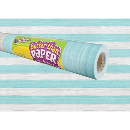 Teacher Created Resources Vintage Blue Stripes Better Than Paper Bulletin Board Roll, 4ft. x 12ft., 4PK TCR32435
